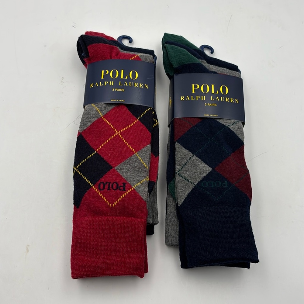 Polo Ralph Lauren Argyle Dress Socks Shoe 6 Pairs